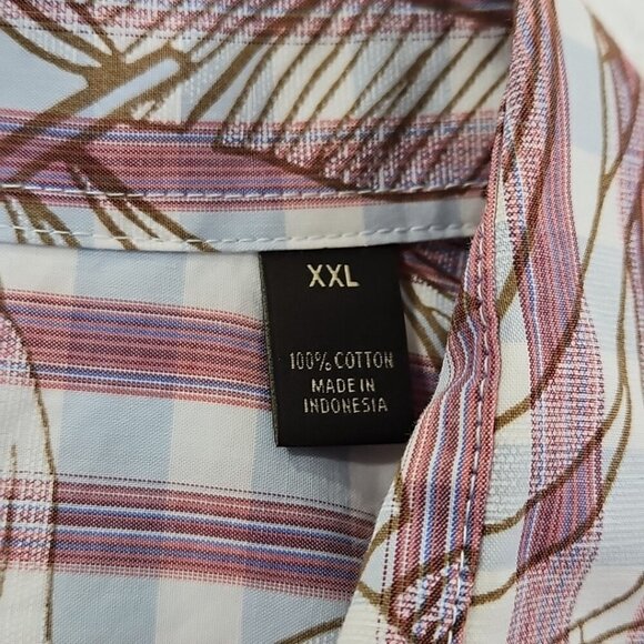 Tasso Elba Short Sleeve Shirt Men's XXL Blue Red Hawaiian Tropical Print EUC LN - Picture 8 of 16